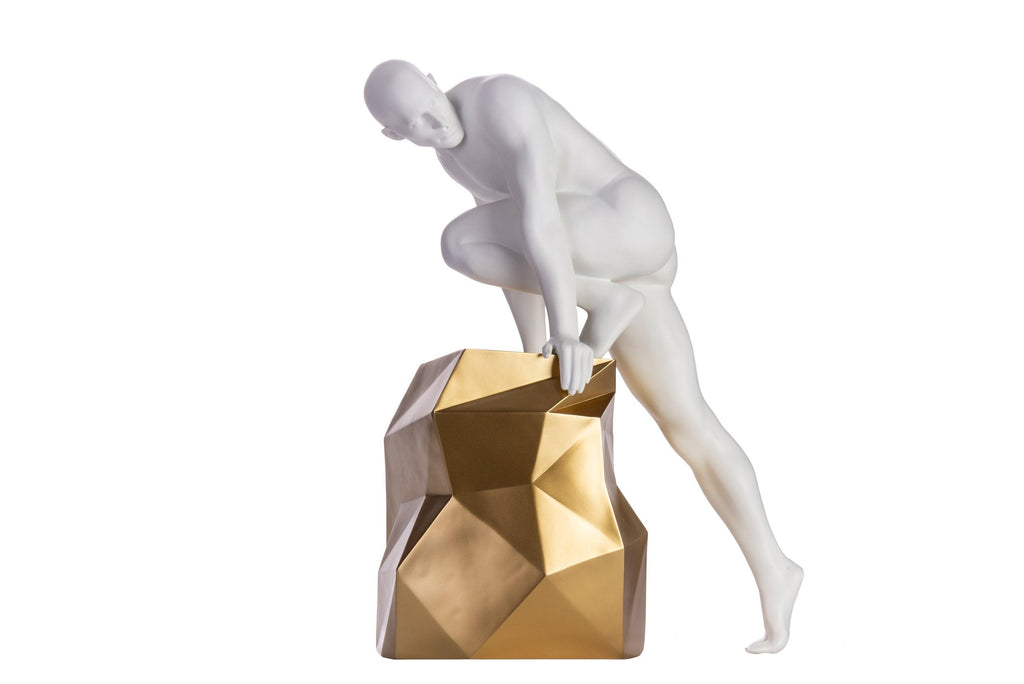 Sensuality Man Sculpture // Matte White and Gold