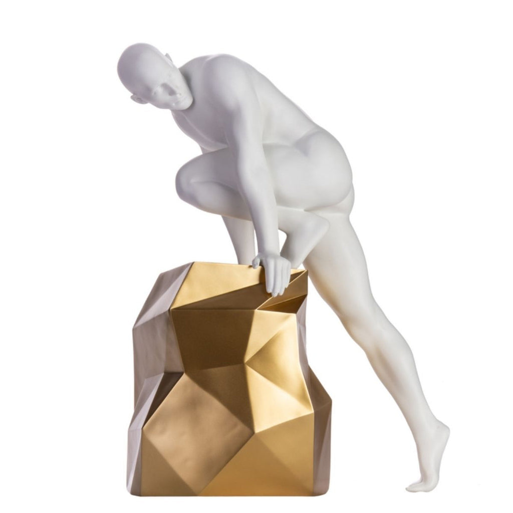 Sensuality Man Sculpture // Matte White and Gold