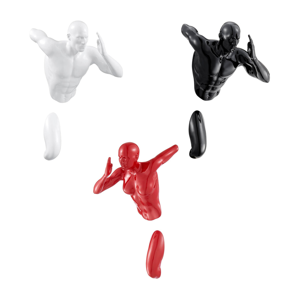 Set of three Wall Runners // Red, Black, White