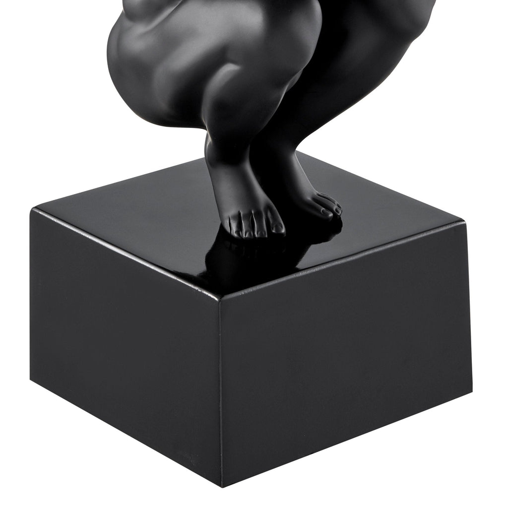 Small Saluting Man Resin Sculpture 17" Wide x 10.5" Tall // Black