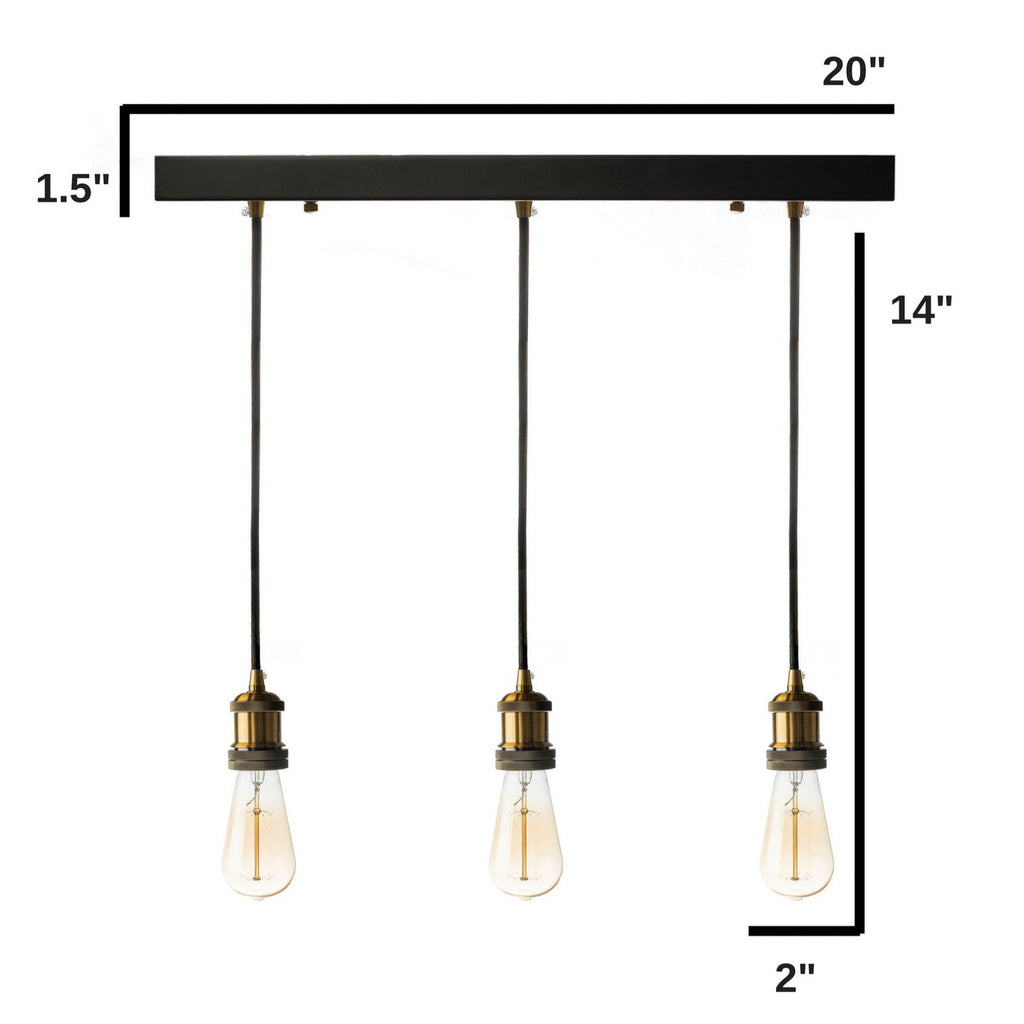 Triple Vintage Pendant Lamp - Black