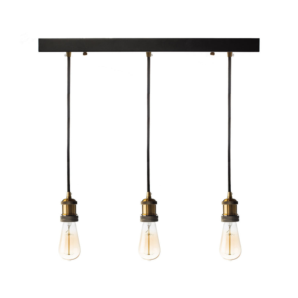 Triple Vintage Pendant Lamp - Black