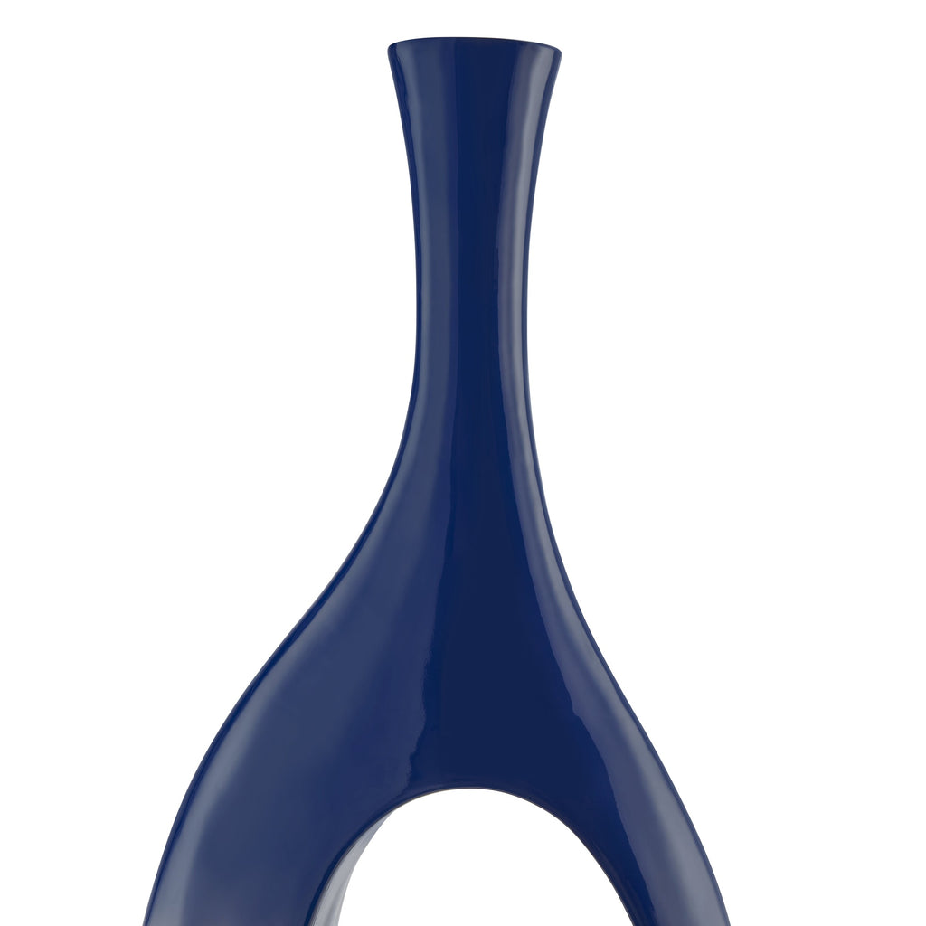 Finesse Decor Trombone Sculpture Vase - Small Navy Blue | LoftModern